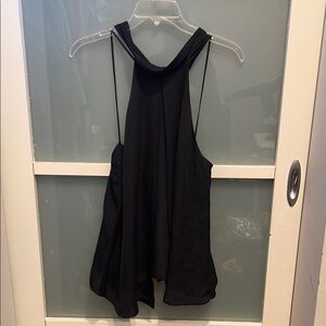 Halston Black Sleeveless Halter Tank Top, Black dressy tank top